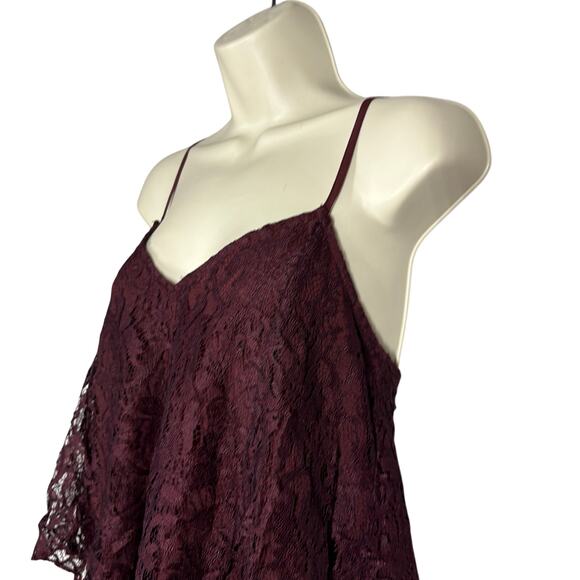 Abercrombie & Fitch Strappy Tank Cami Lace Top Cranberry Casual - XS - Picture 3 of 6
